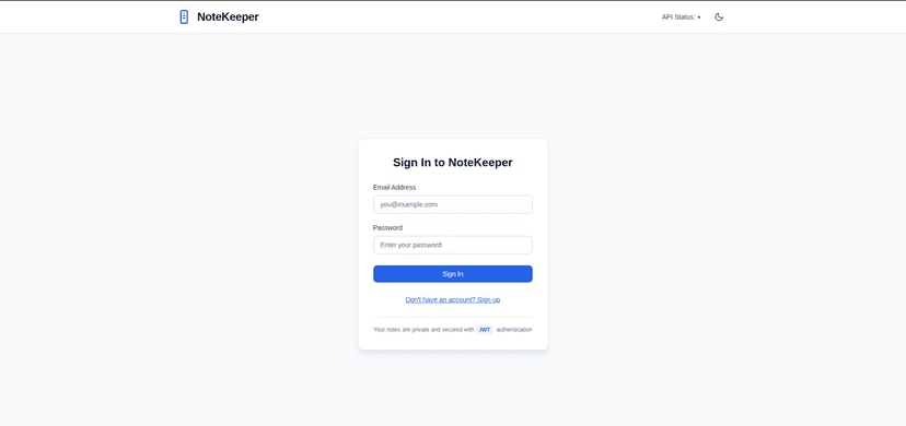 NoteKeeper light and dark themes