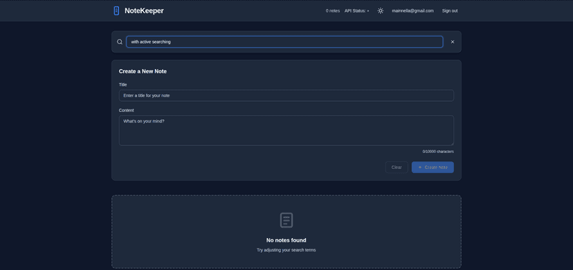 NoteKeeper search feature