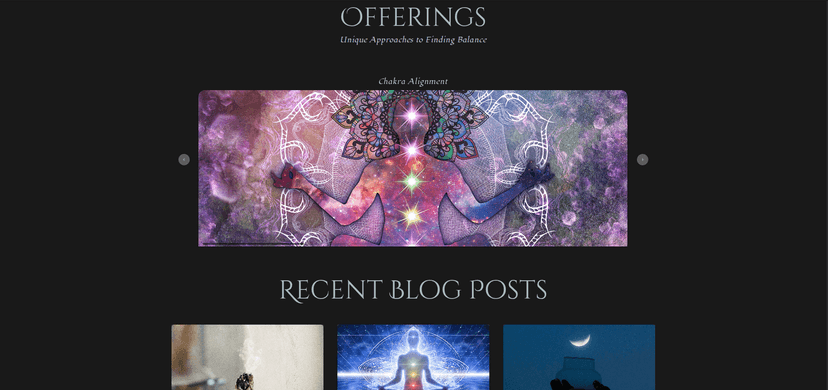 The Shaman Asher website with mystical design elements