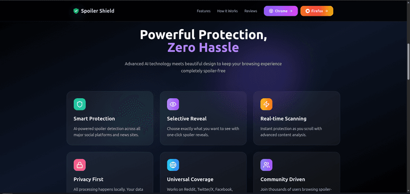 Spoiler Shield features showcase