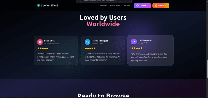 User reviews section