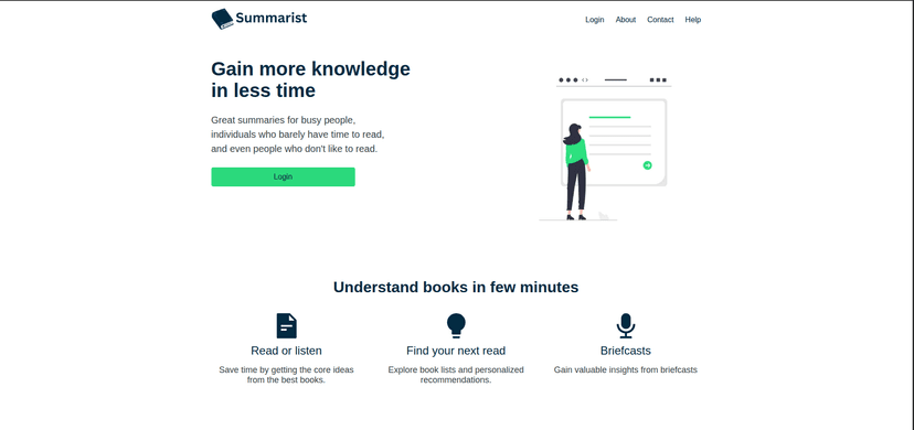 Summarist app showing book summaries interface