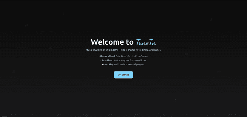 TuneIn landing page